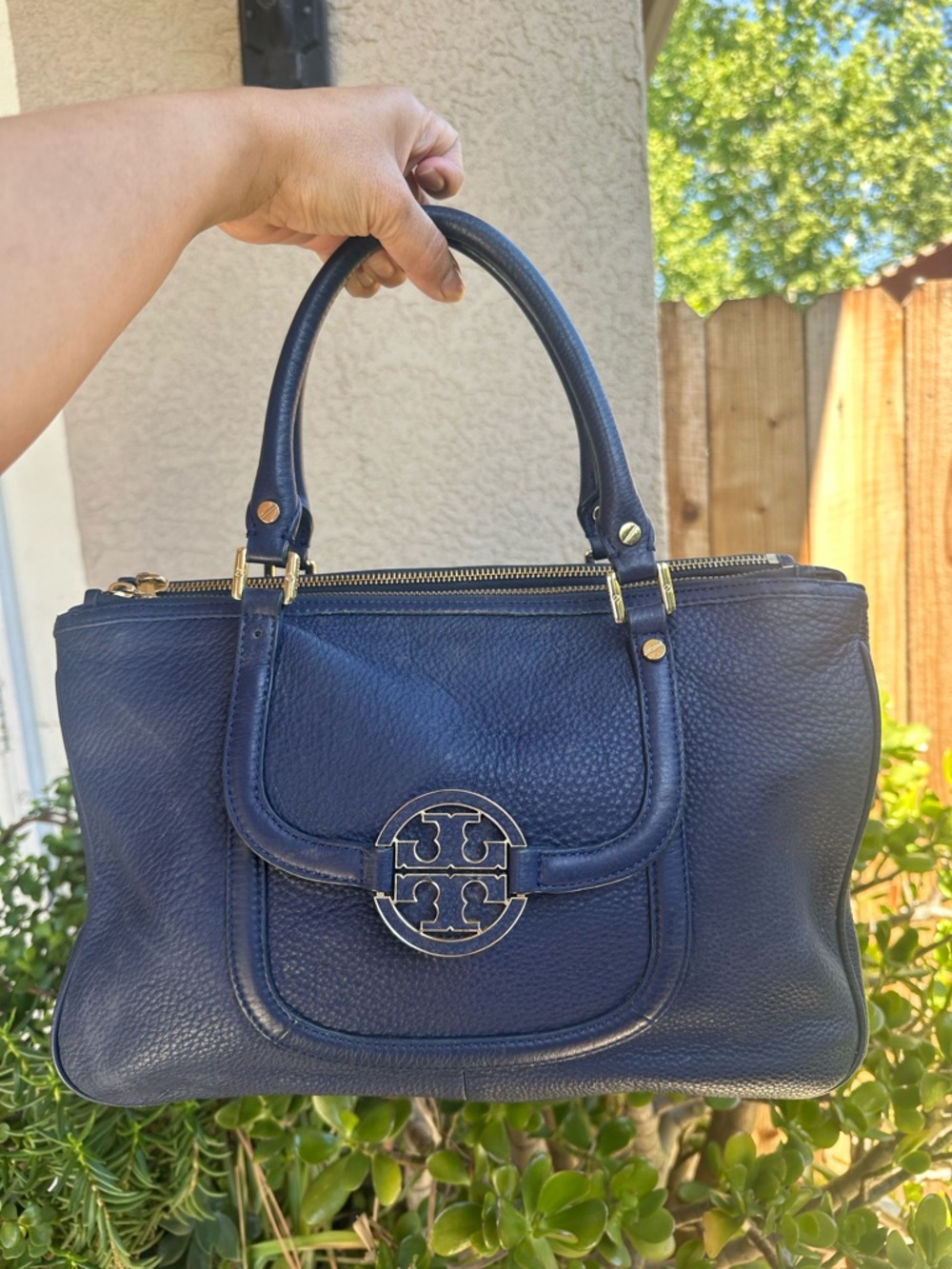 TORY BURCH Amanda Leather Satchel with strap